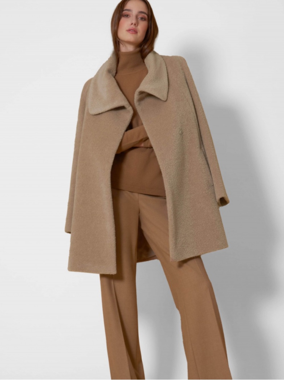 Cinzia Rocca Alpaca Wool Blend Coat Camel Tan Tailored Jacket Vintage Wool